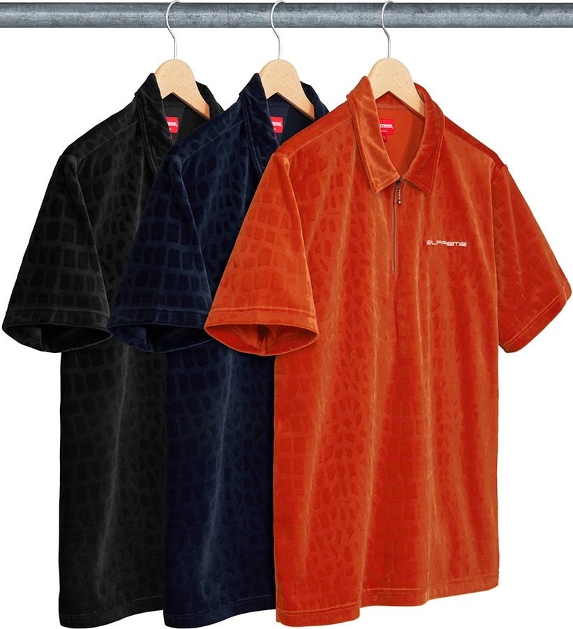 Croc Velour Zip Polo
